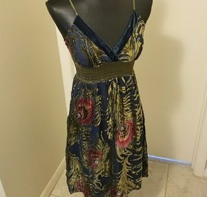 Hale Bob Boho Hippie Silk Burnt Velvet Slip Dress